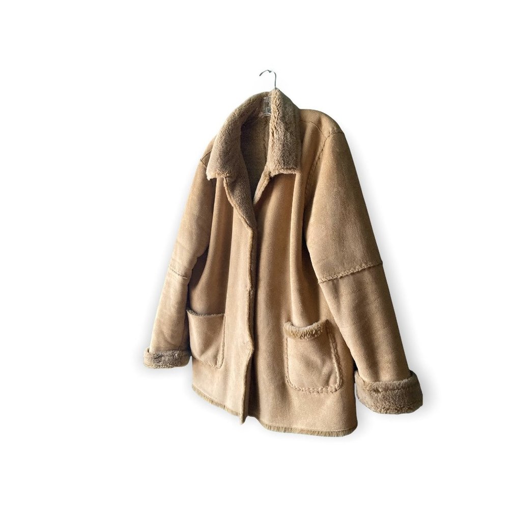 1X | Vintage 90's St John's Bay buttery soft faux leather and shearling coat